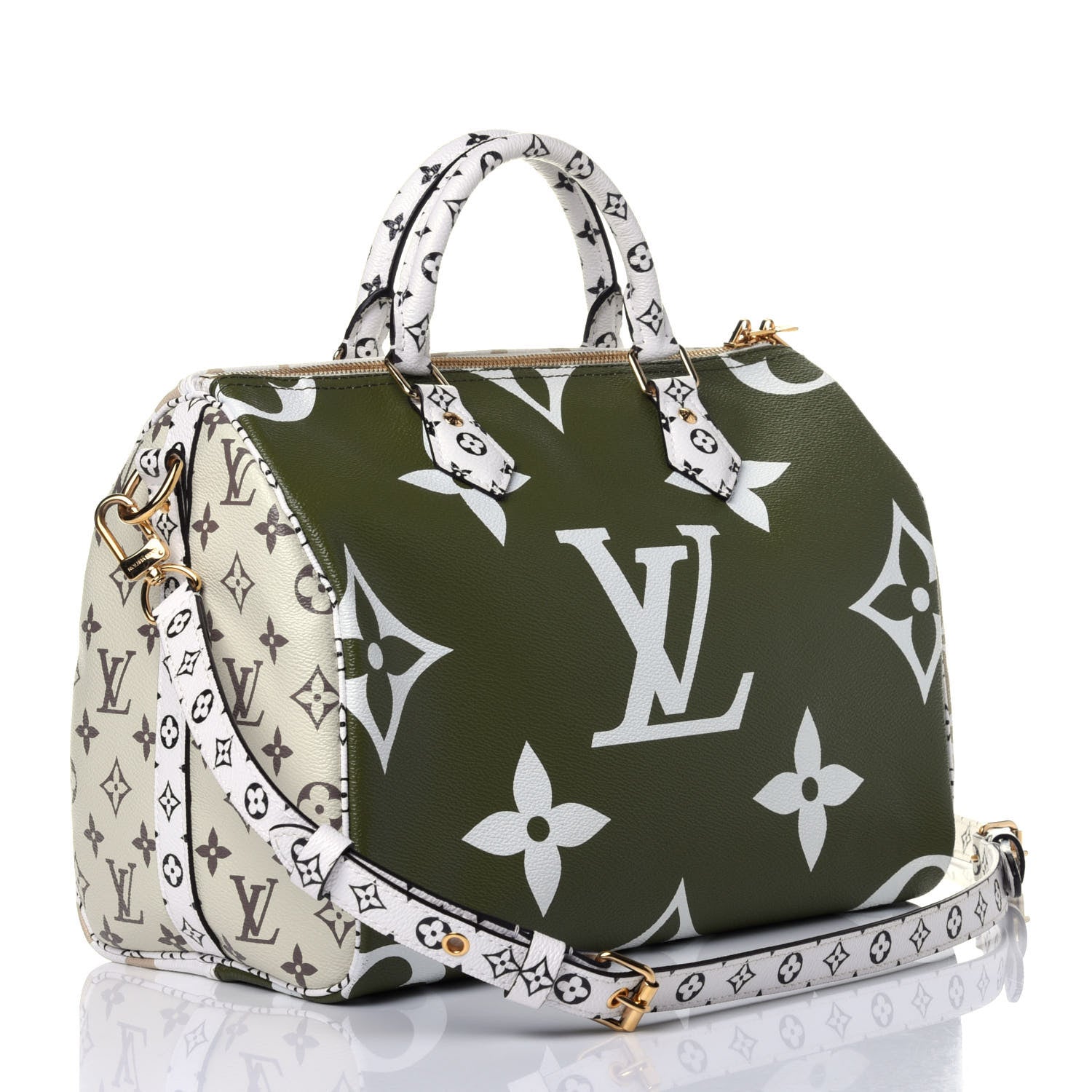 Louis Vuitton Monogram Giant Speedy Bandouliere 30 Kaki Beige 4 of 14