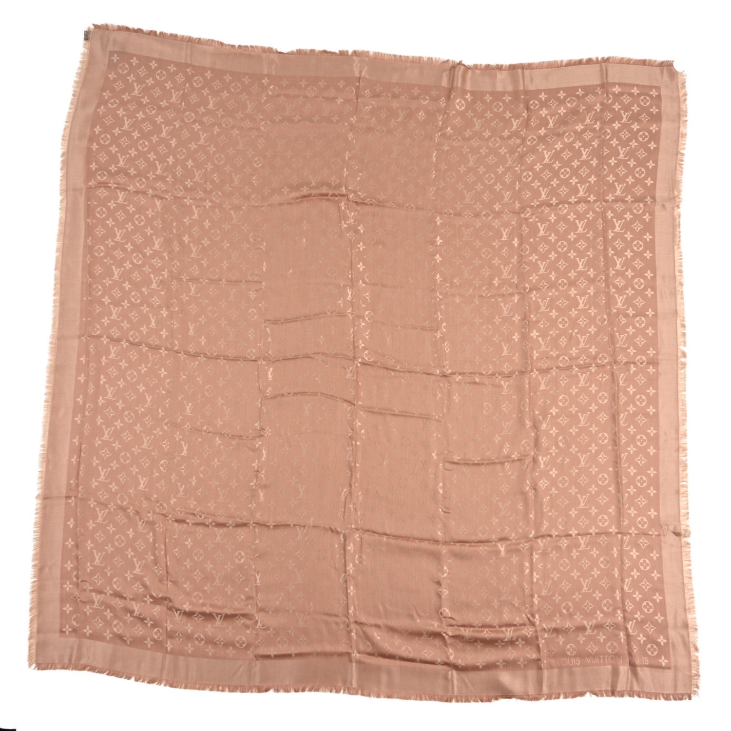 Louis Vuitton Silk Lurex Wool Monogram Shine Shawl Cappuccino 1 of 3