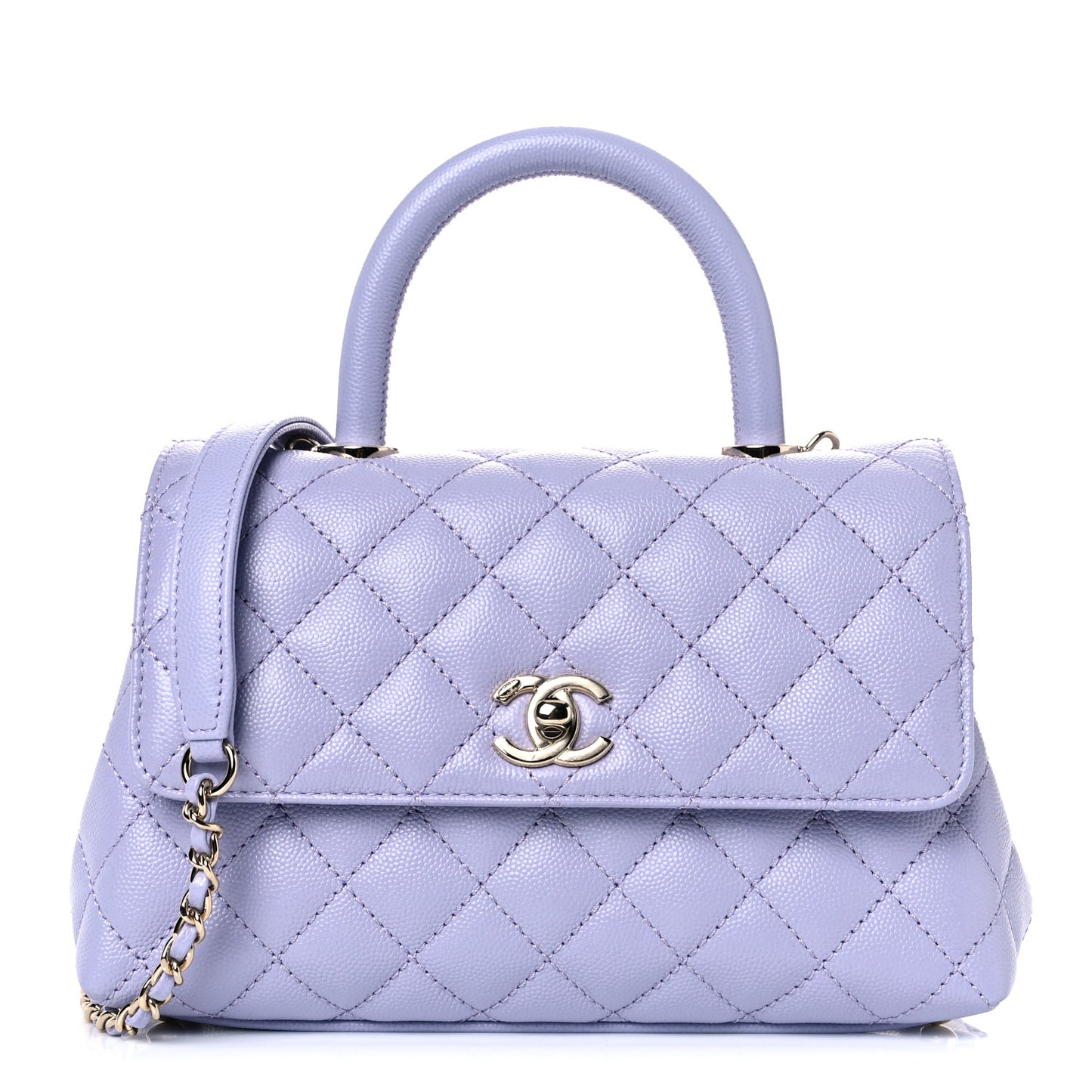 Caviar Quilted Mini Coco Handle Flap Light Purple