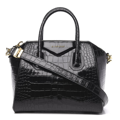 Givenchy Calfskin Crocodile Embossed Small Antigona Black 1 of 11