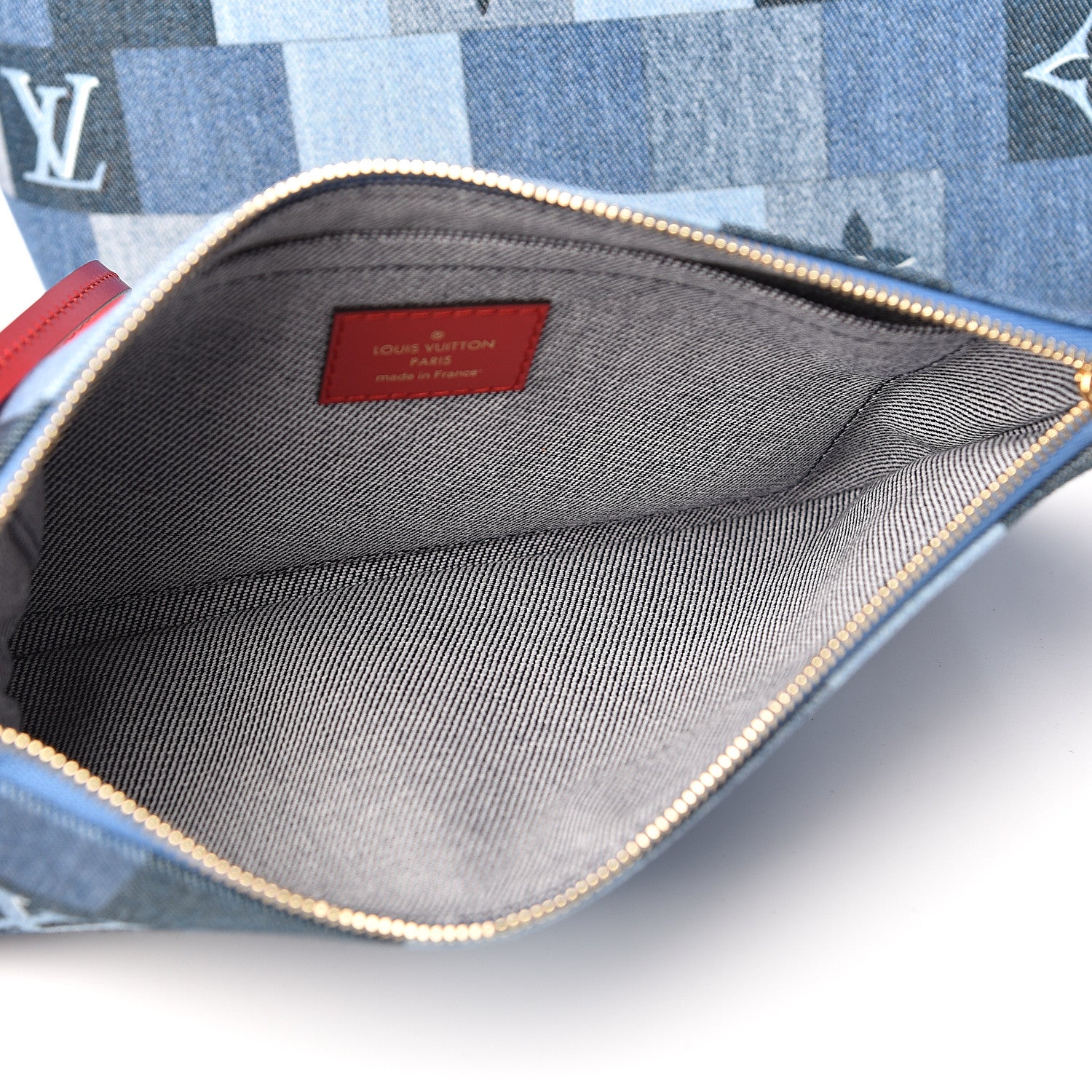 Louis Vuitton Denim Damier Monogram Patchwork Neverfull Blue Rouge 12 of 12