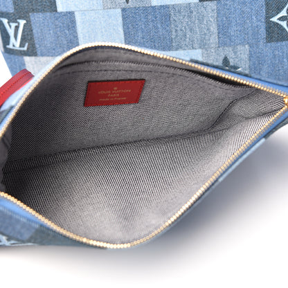 Louis Vuitton Denim Damier Monogram Patchwork Neverfull Blue Rouge 12 of 12