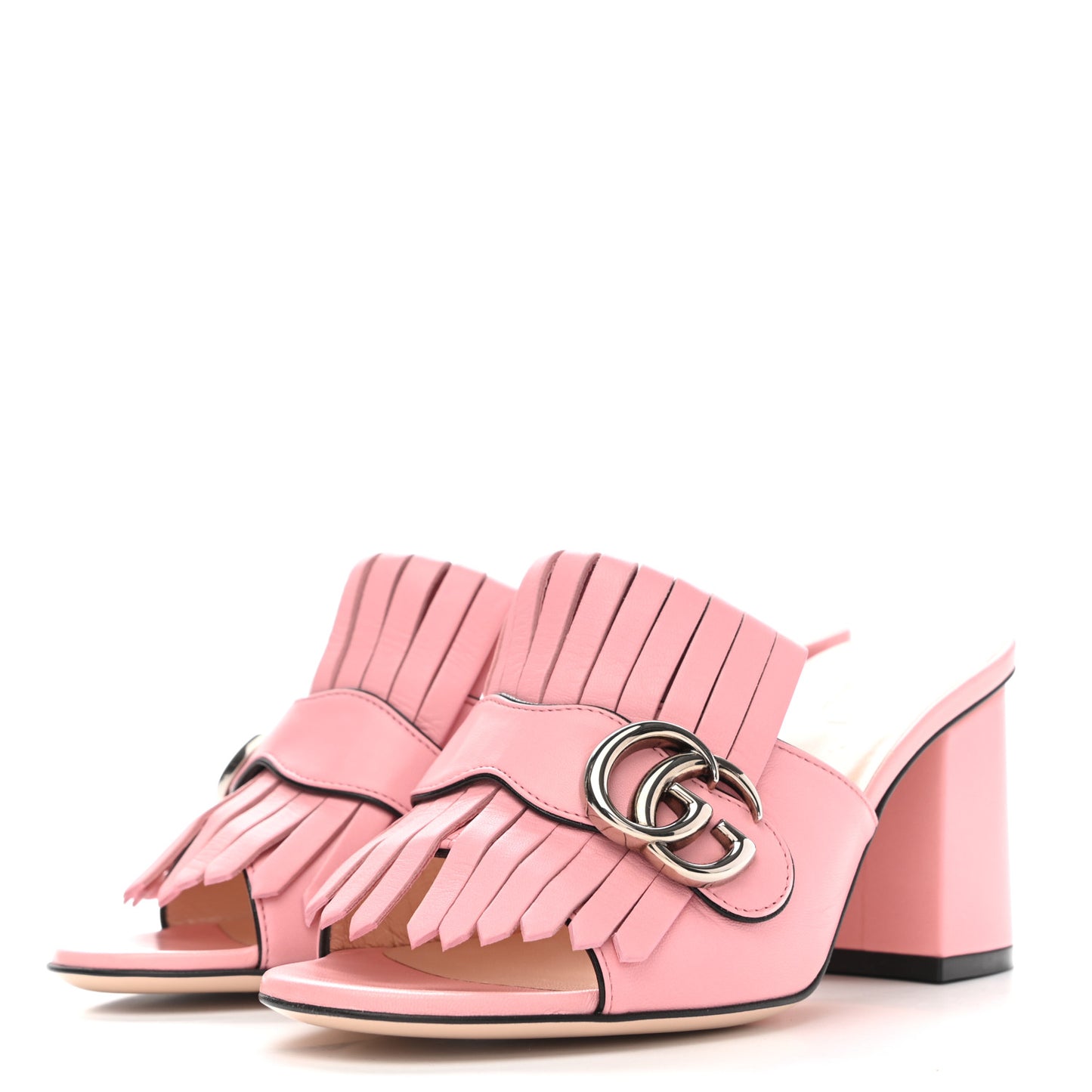 Malaga Kid GG Marmont Fringe 75mm Slide Sandals 36.5 Wild Rose