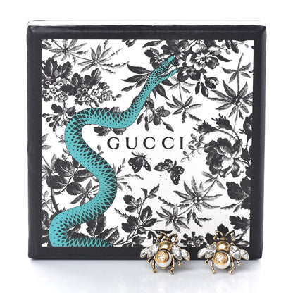 Gucci Crystal Pearl GG Bee Earrings Gold 3 of 3