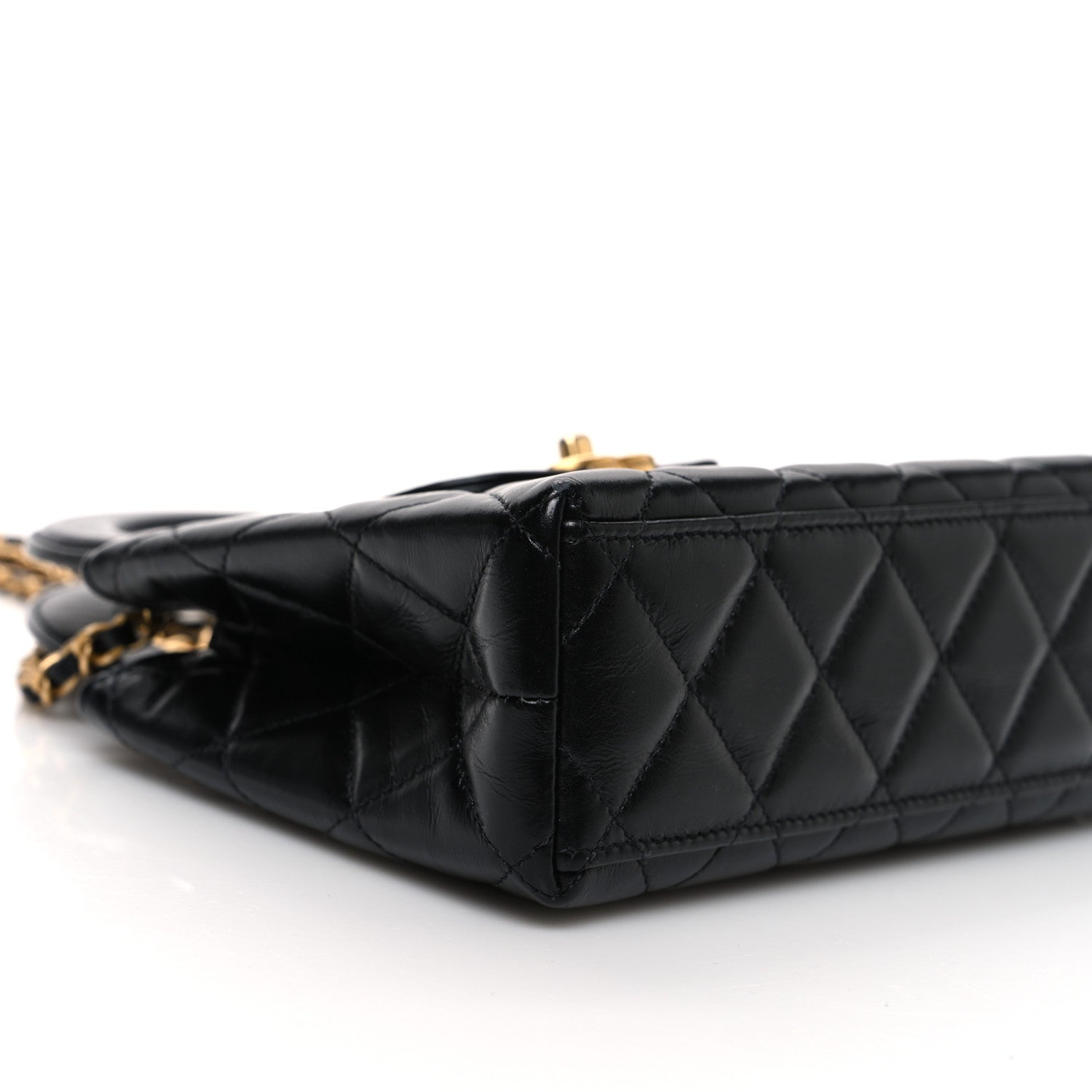 Chanel Shiny Aged Calfskin Quilted Nano Kelly Shopper Black 9 of 10