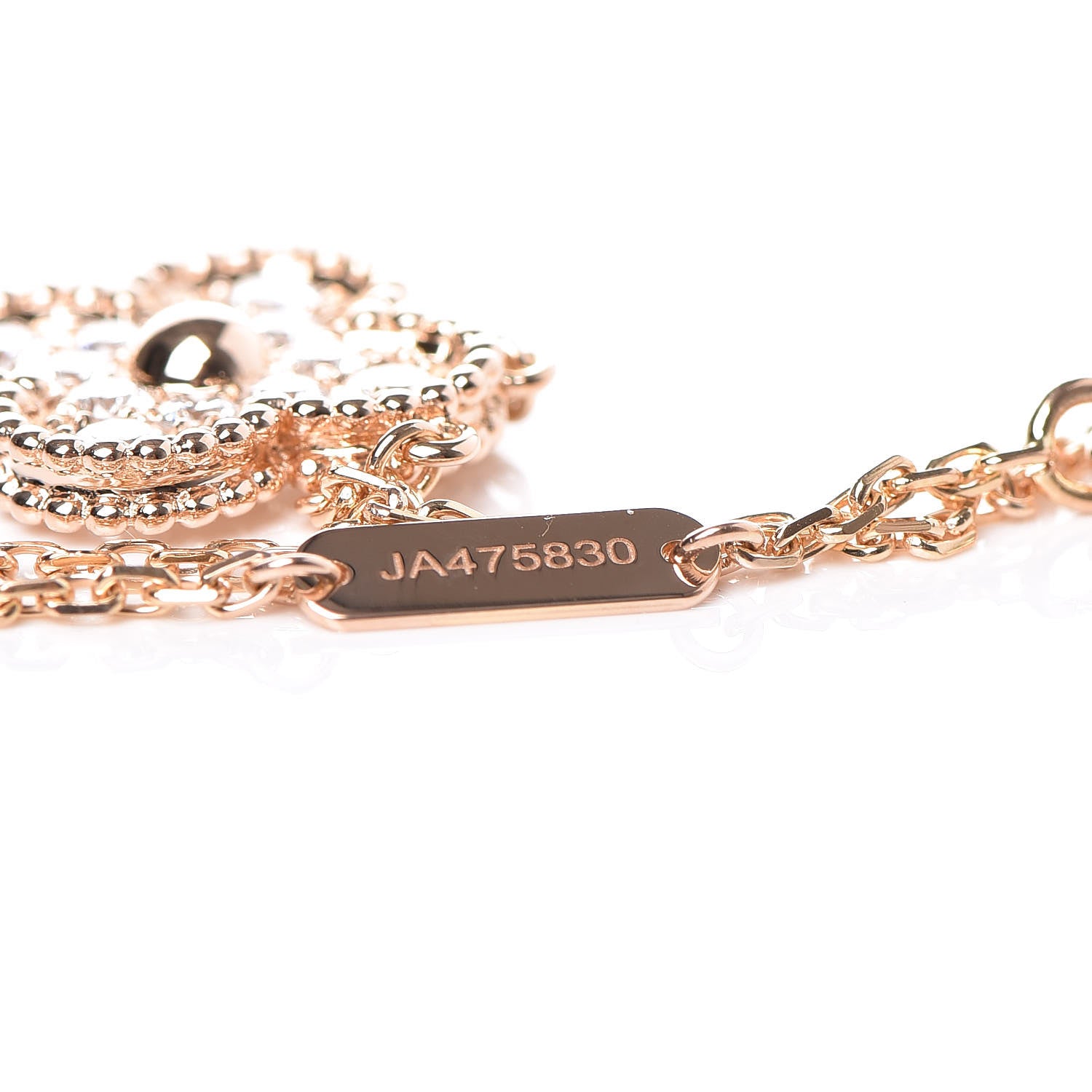 Van Cleef & Arpels 18K Rose Gold Diamond Vintage Alhambra Pendant Necklace 5 of 8