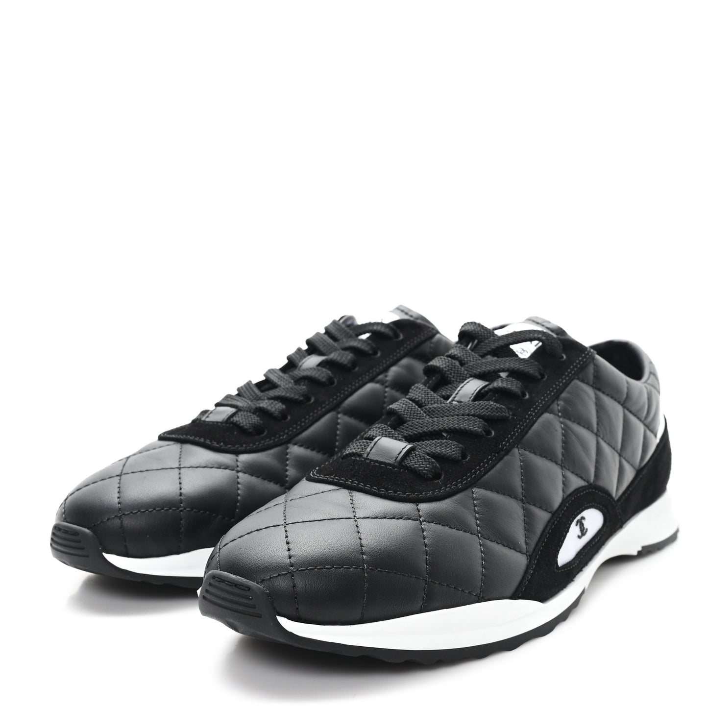 Suede Calfskin Quilted Sneakers 39.5 Black