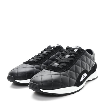 Chanel Suede Calfskin Quilted Sneakers 39.5 Black 4 of 10