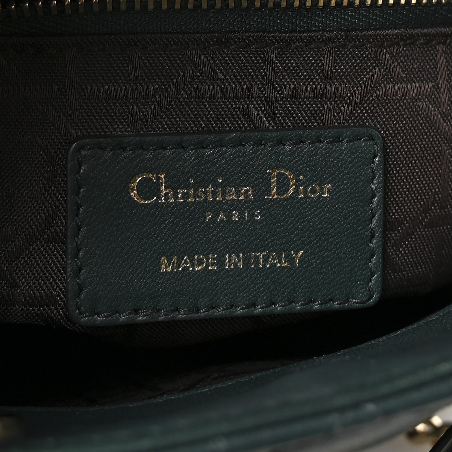 Lambskin Cannage Mini Lady Dior Dark Green