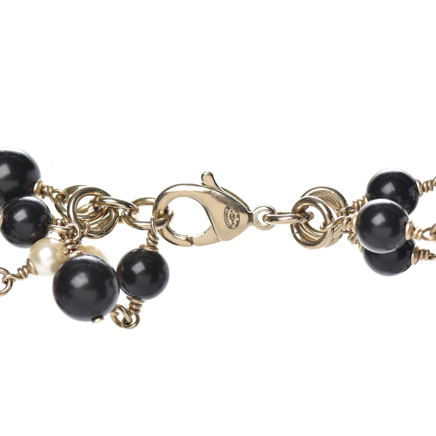 Gripoix Poured Glass Pearl CC Layered Pendant Necklace Gold Black