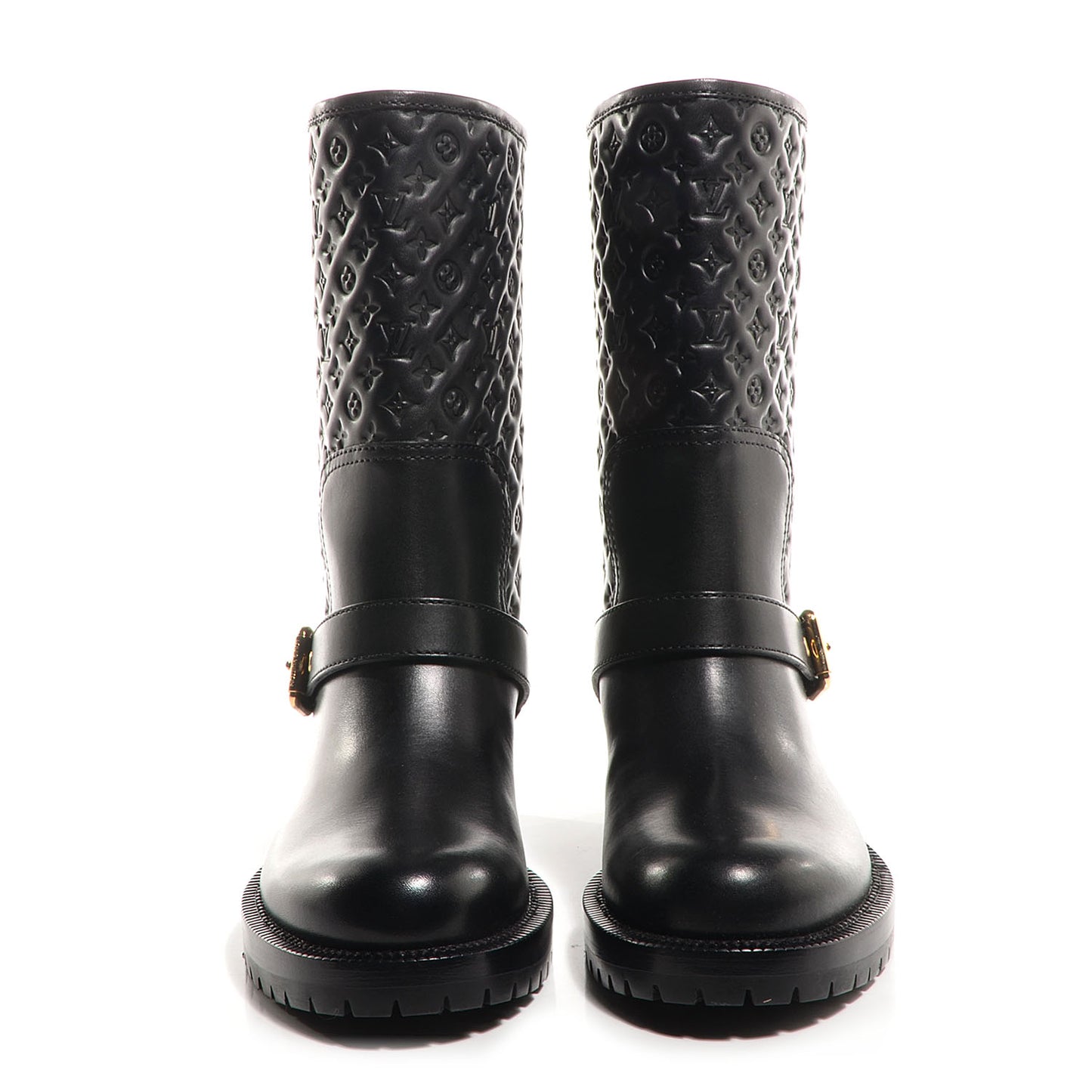 Calfskin Embossed Monogram Rebellion Half Boots 35 Black