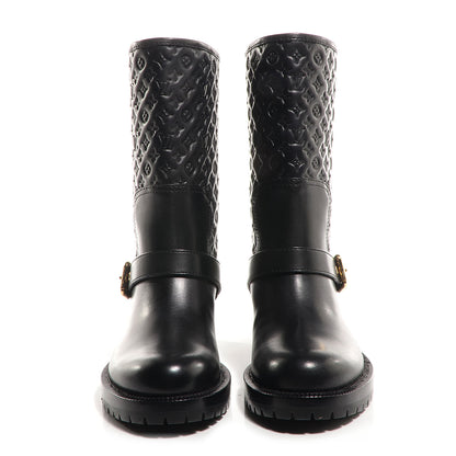 Louis Vuitton Calfskin Embossed Monogram Rebellion Half Boots 35 Black 2 of 7