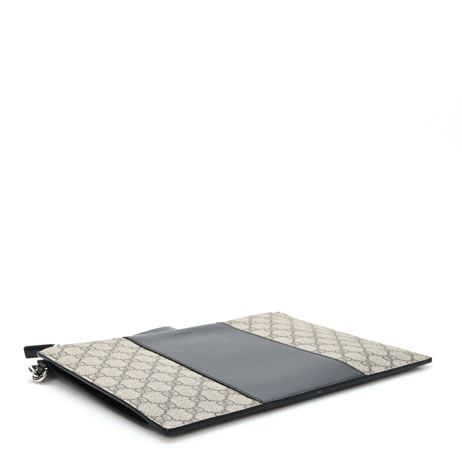 Gucci GG Supreme Monogram Zip Wristlet Pouch Beige Black 4 of 6