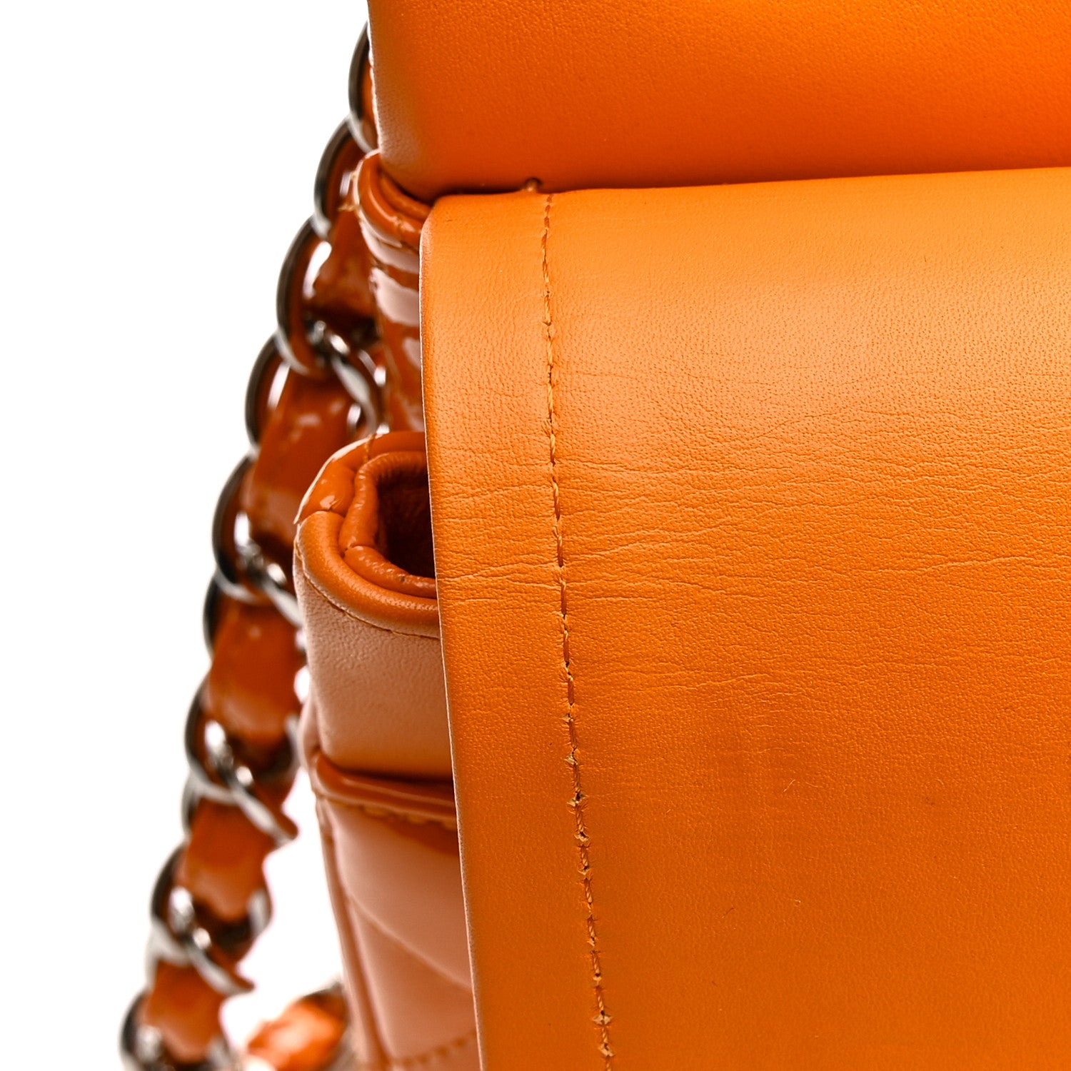 Chanel Patent Quilted Jumbo Double Flap Orange 12 of 12