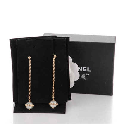 Chanel Resin Pearl CC Drop Earrings Gold 6 of 6