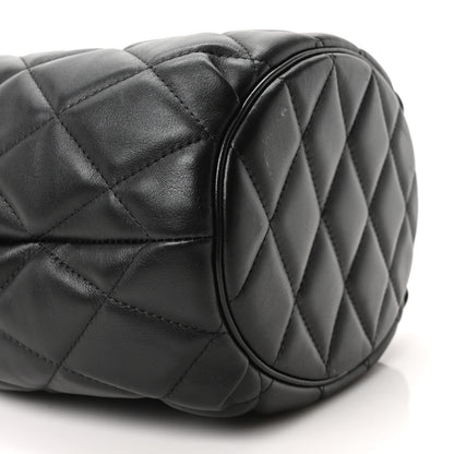 Balenciaga Nappa Calfskin Quilted Touch B Bucket Bag Black 9 of 10