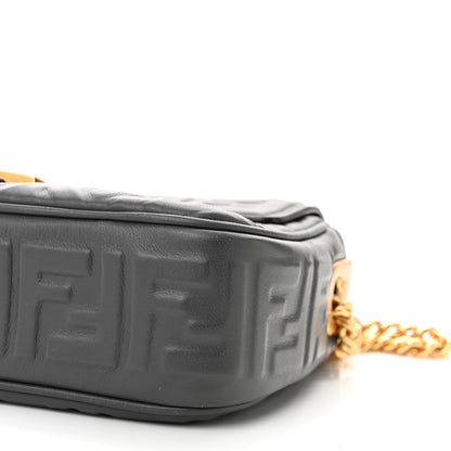 Fendi Nappa Small FF Embossed Mid Chain Baguette Anthracite 10 of 10