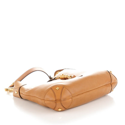 Gucci Calfskin Piston Lock Jackie O Hobo Tan 4 of 11