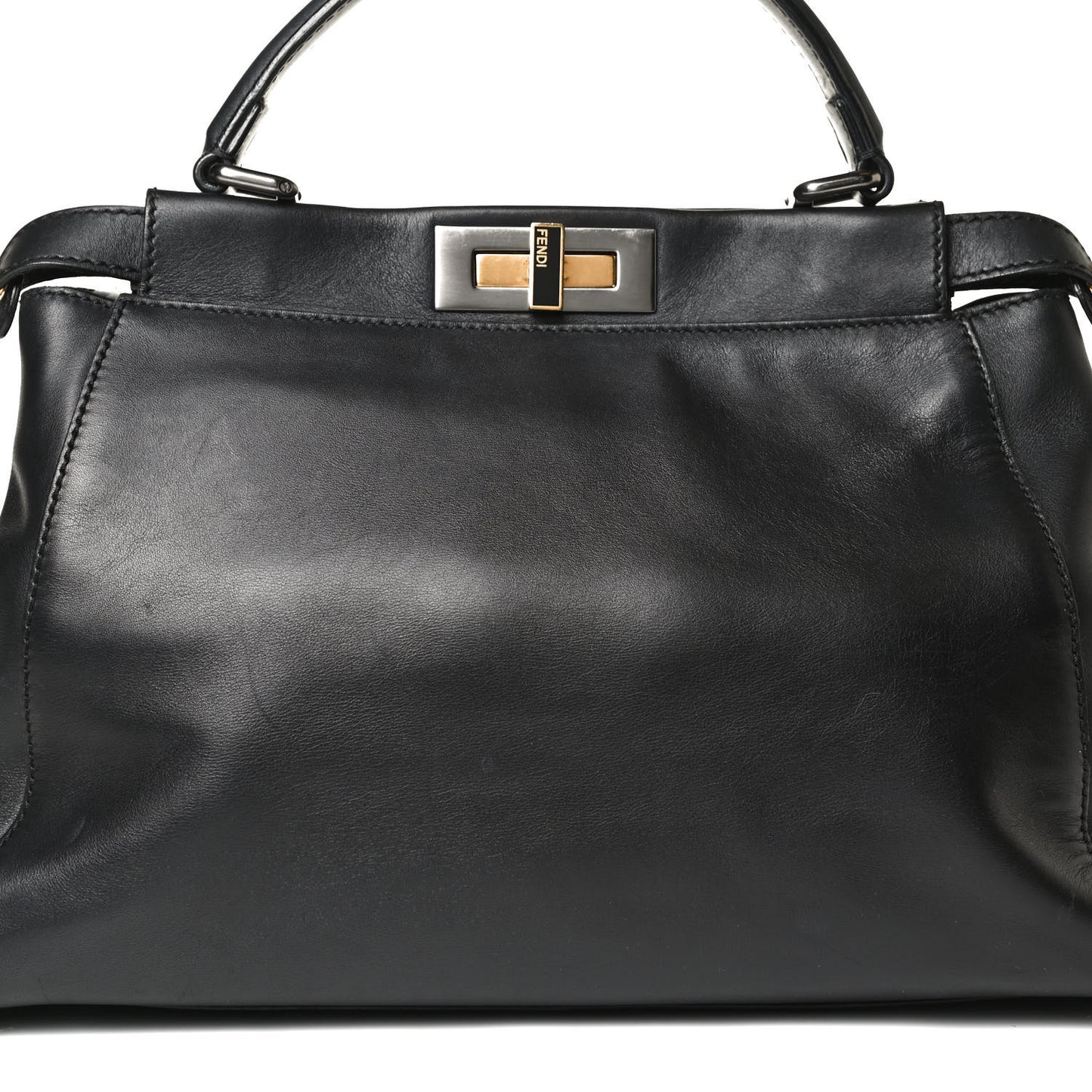 Vitello Suede Medium Peekaboo Iconic Satchel Black