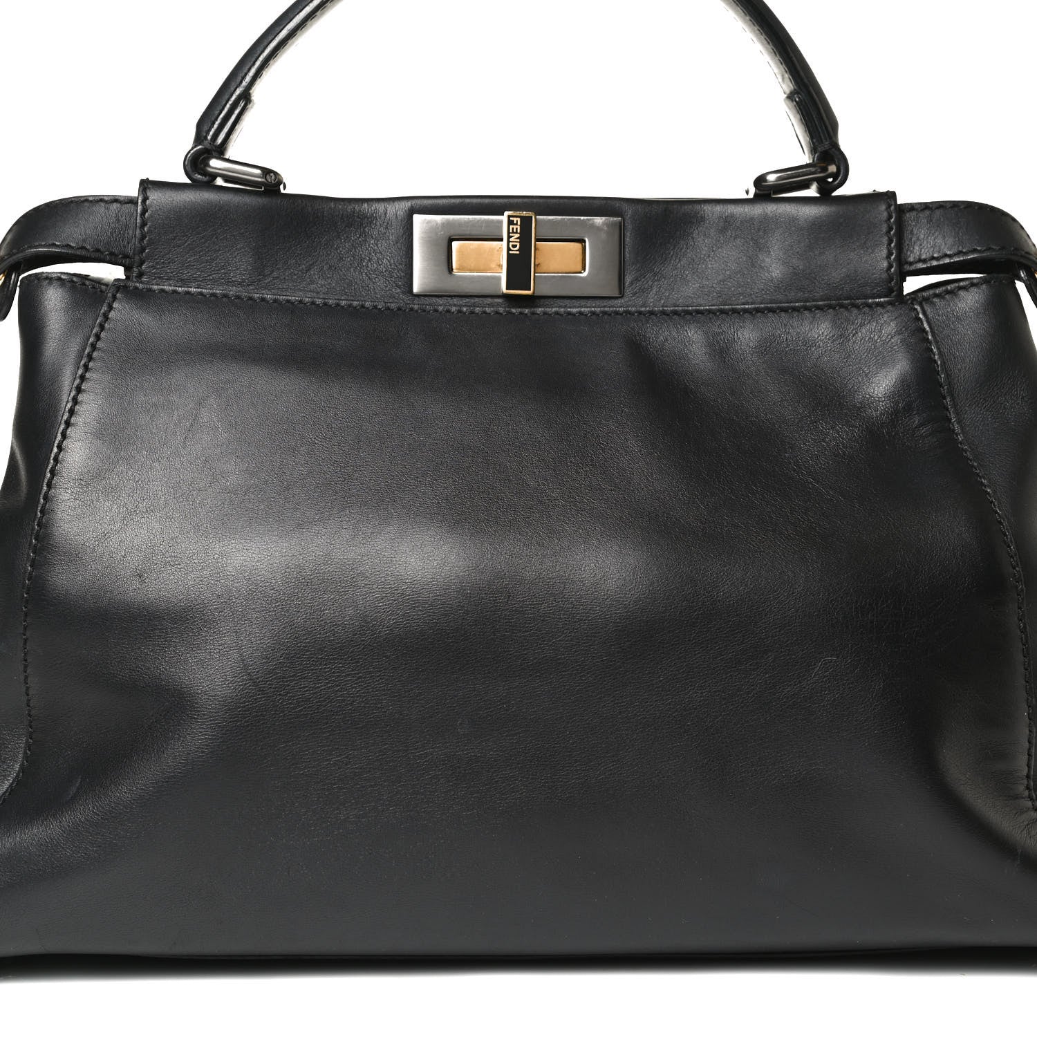 Fendi Vitello Suede Medium Peekaboo Iconic Satchel Black 9 of 13