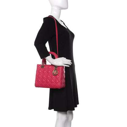 Christian Dior Lambskin Cannage Medium Lady Dior Pink 2 of 11