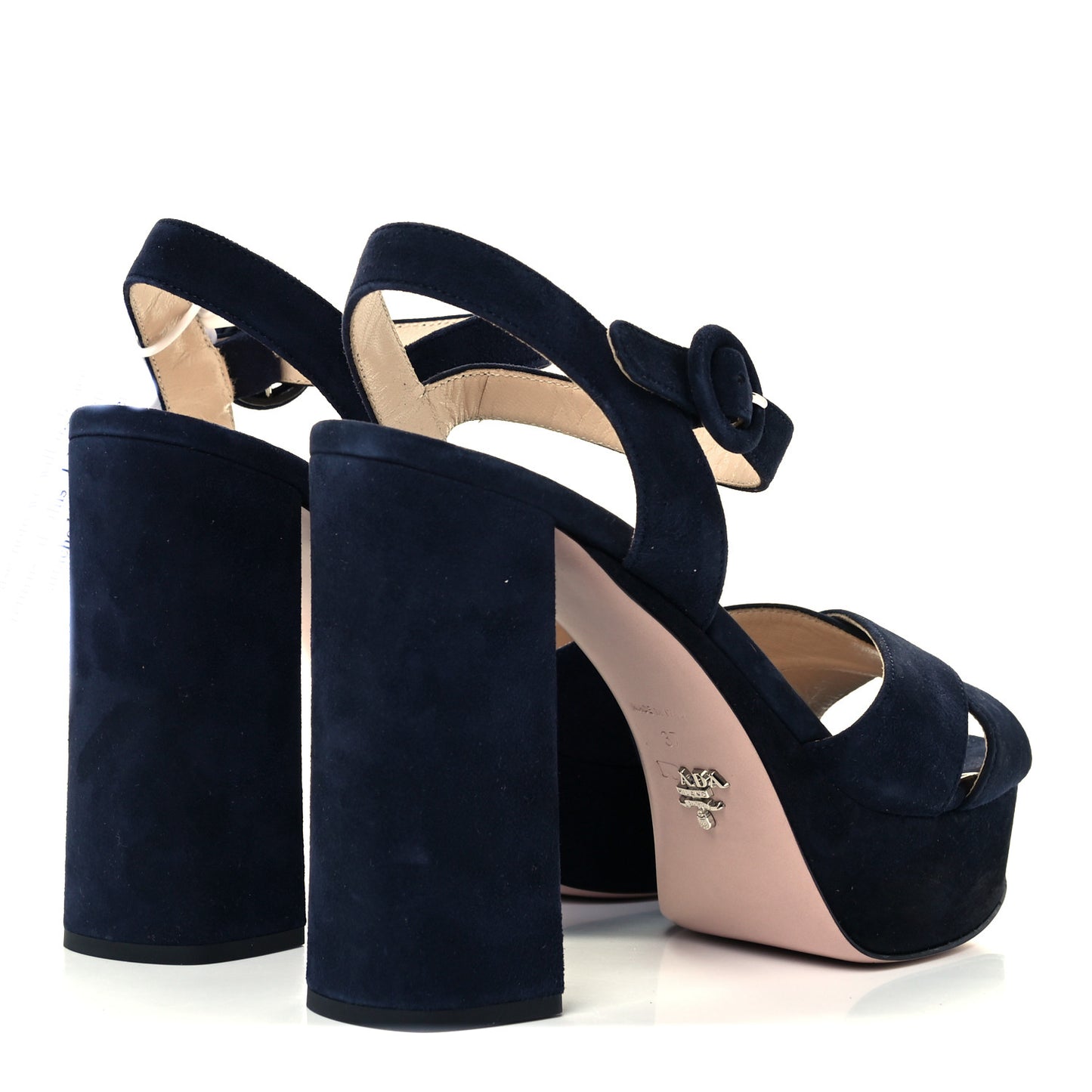 Suede Platform Sandals 37 Navy