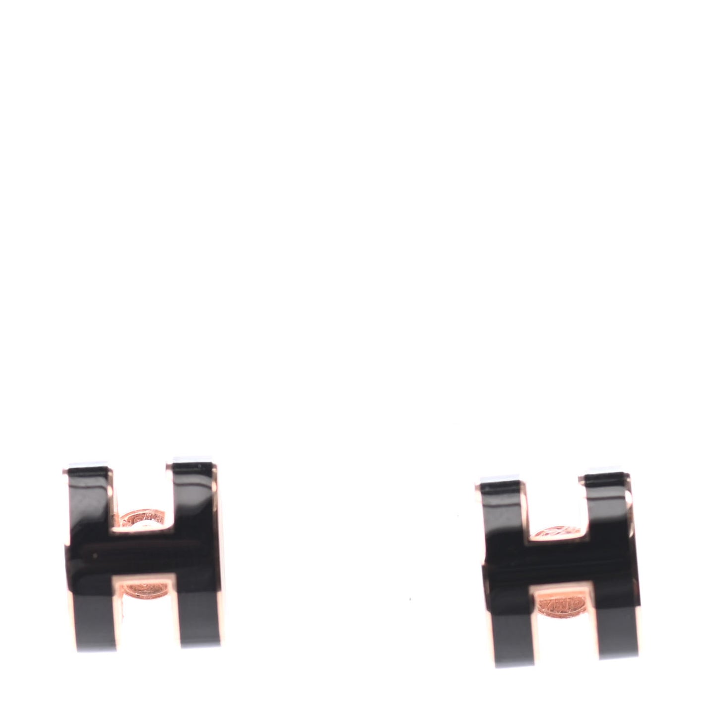 Rose Gold Lacquered Pop H Earrings Black