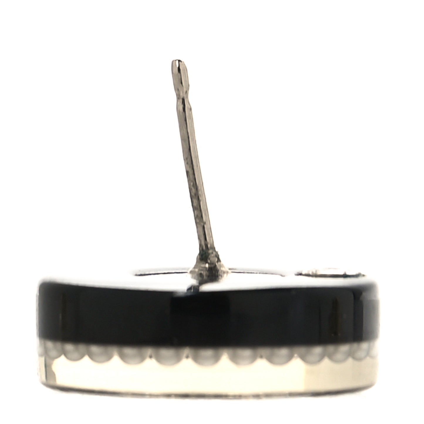 Resin Crystal Pearl CC Round Earrings Black