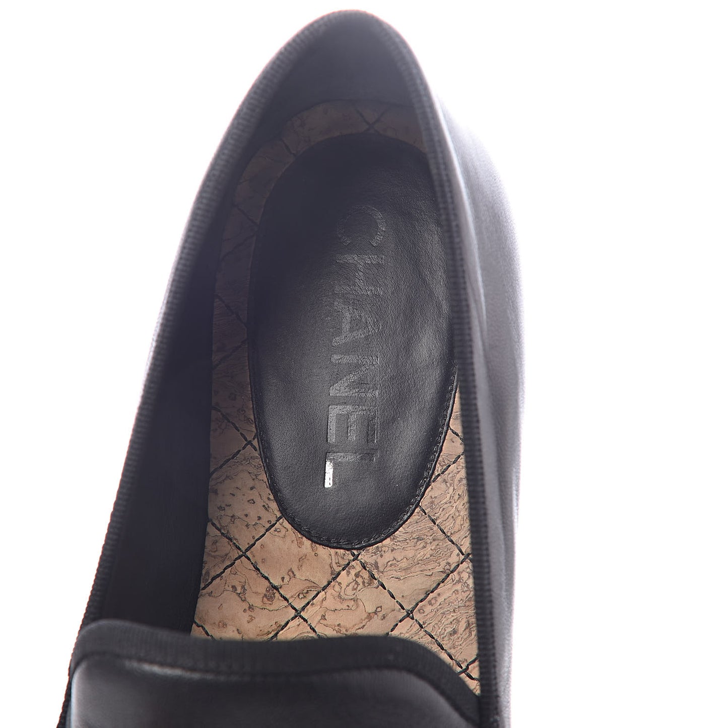 Lambskin Camellia Moccasin Flats 36.5 Black