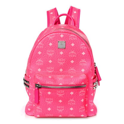 MCM Visetos Small Side Stud Stark Backpack Neon Pink 1 of 8