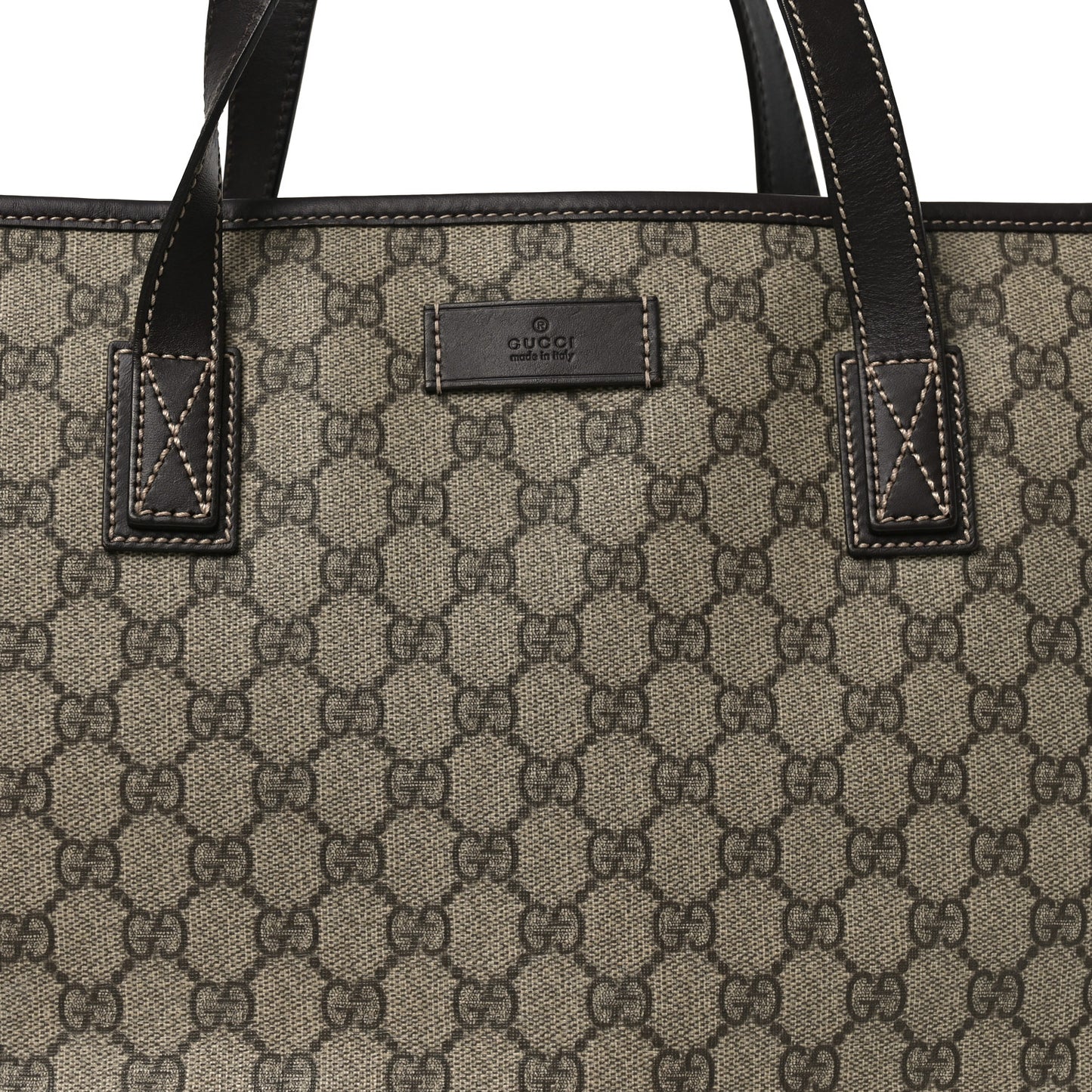 GG Supreme Monogram Medium Zippered Shopping Tote  Dark Brown