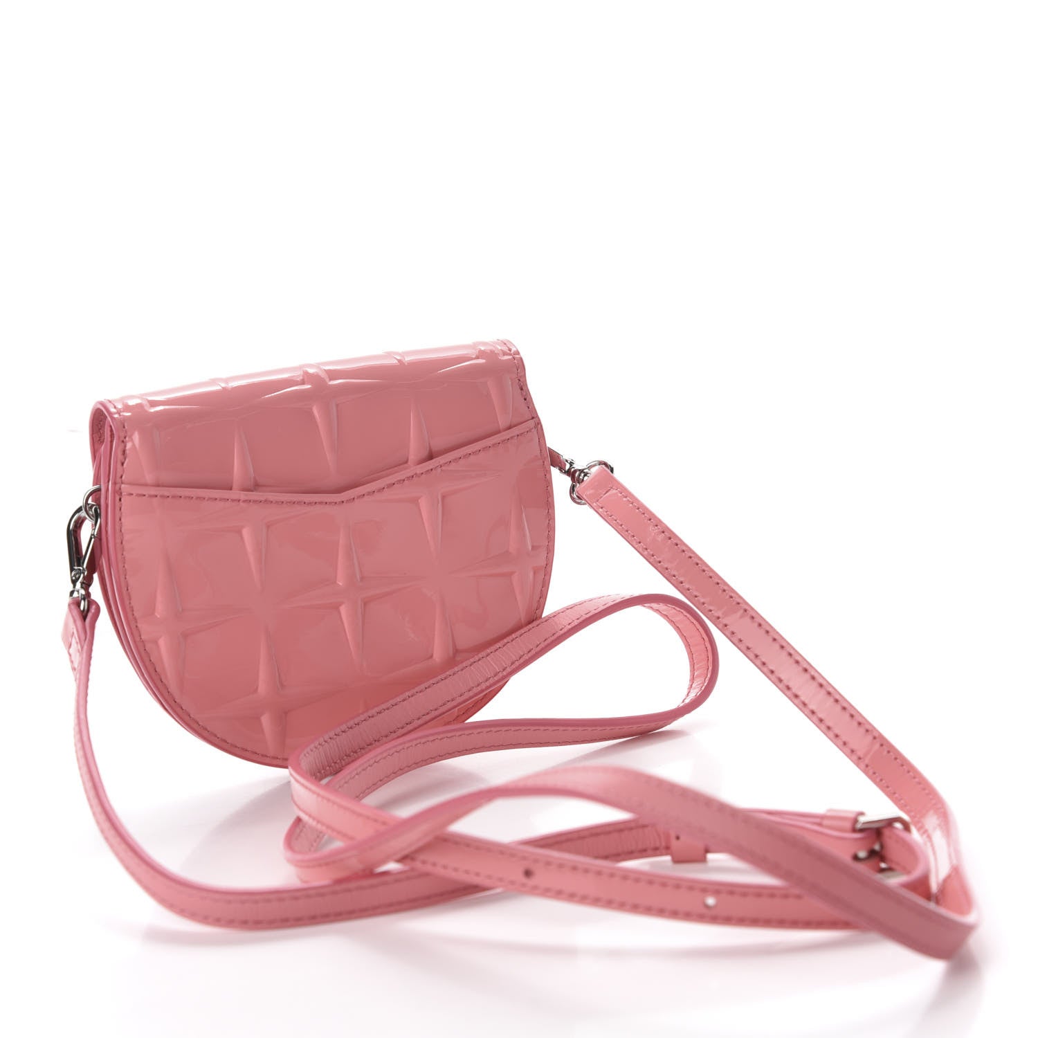 MCM Diamond Patent Patricia Round Crossbody Bag Salmon Rose 3 of 12
