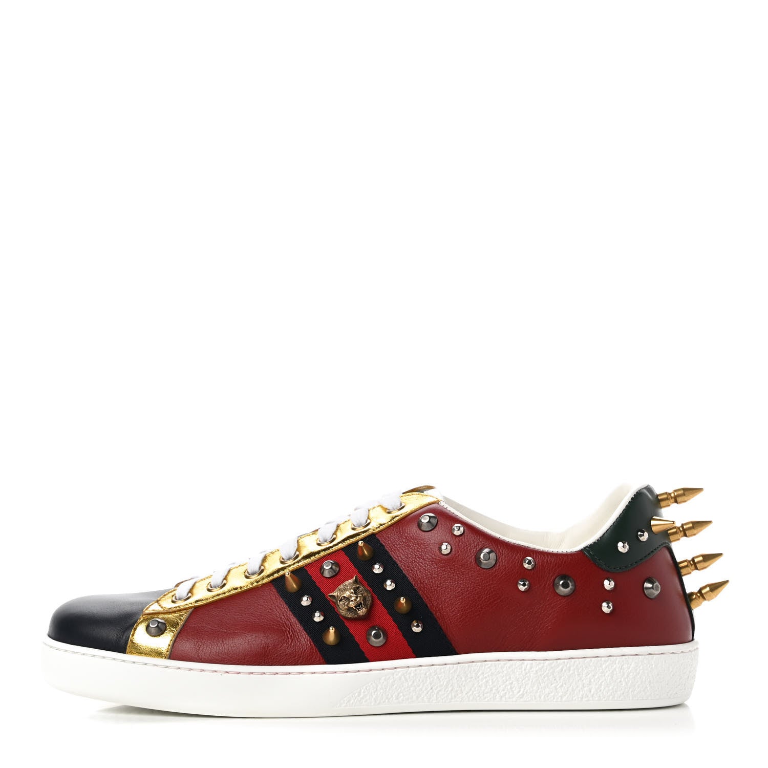 Gucci Calfskin Web Studded Mens Ace Sneakers 9.5 Red 1 of 9