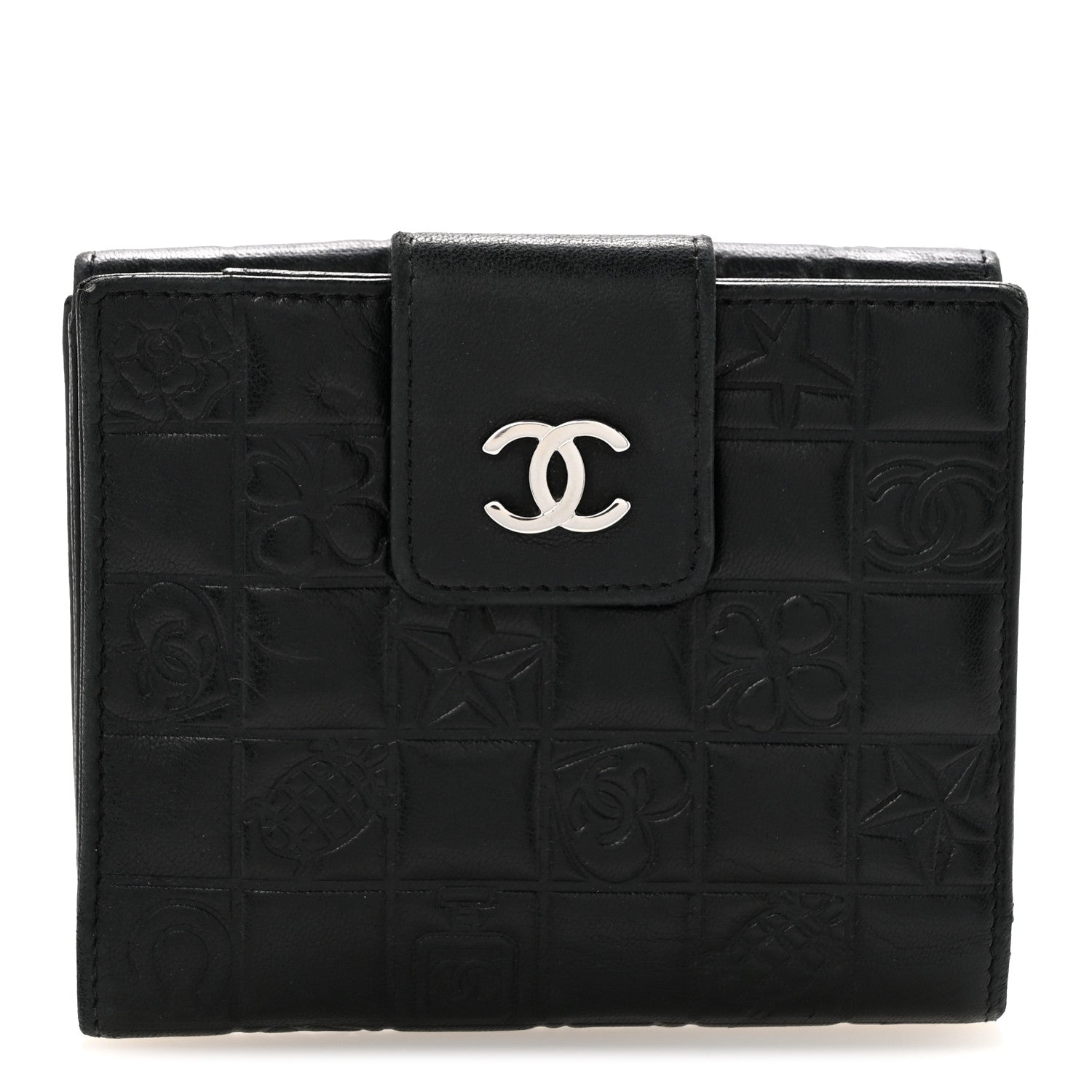 Chanel Calfskin Lucky Symbols Compact French Flap Wallet Black 1 of 12