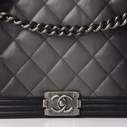 Chanel Goatskin Ombre Faded Quilted Large Boy Flap Grey 12 of 12
