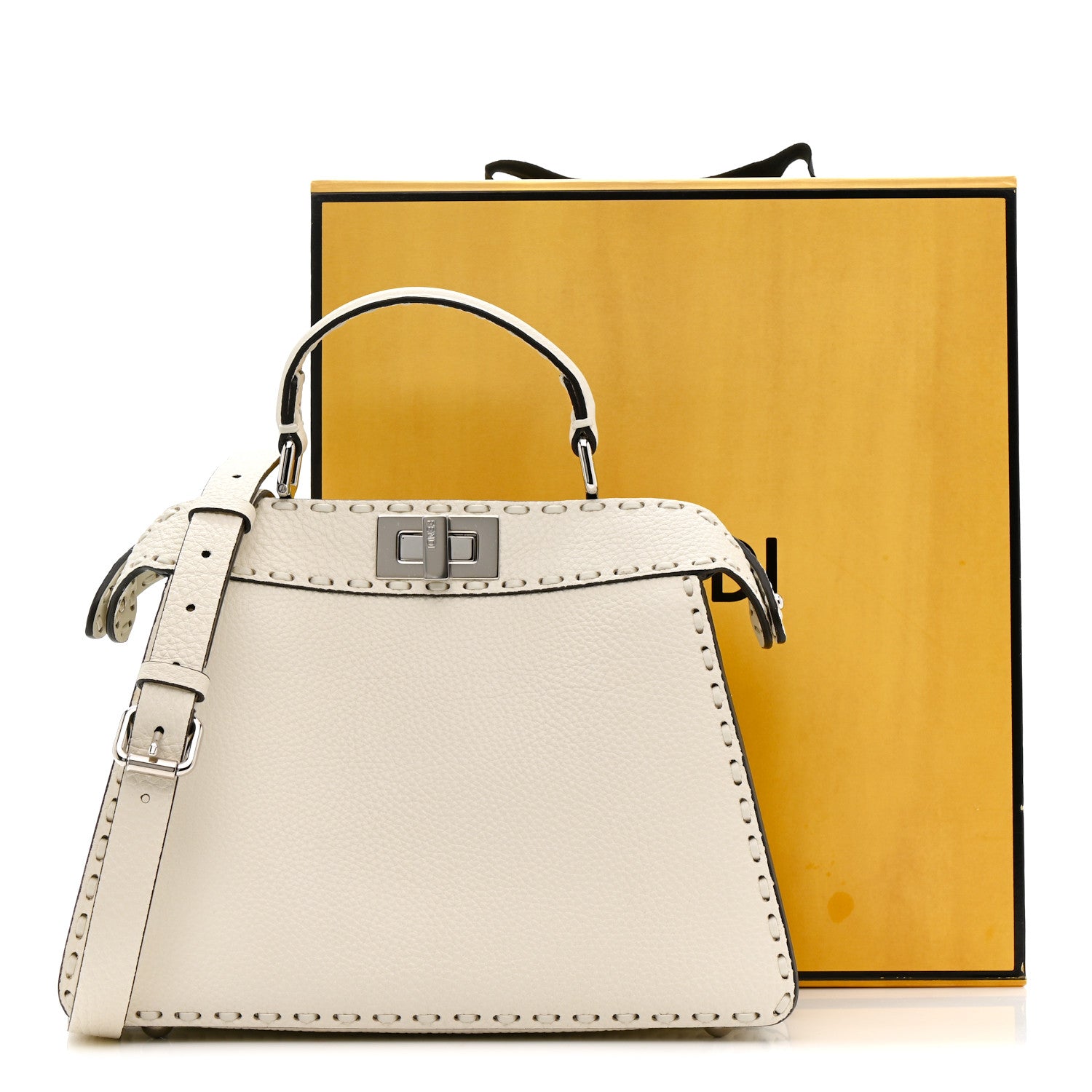 Fendi Cuoio Romano Selleria Chamois Small Peekaboo I SEE U Satchel White 12 of 12