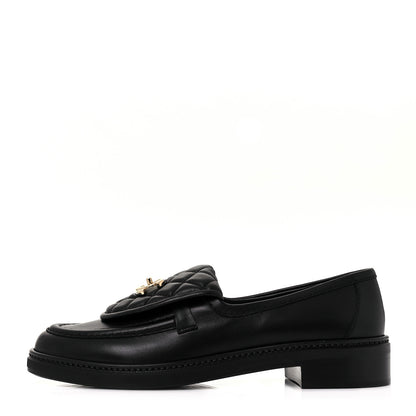 Chanel Lambskin Quilted CC Turnlock Loafers 39 Black 1 of 13