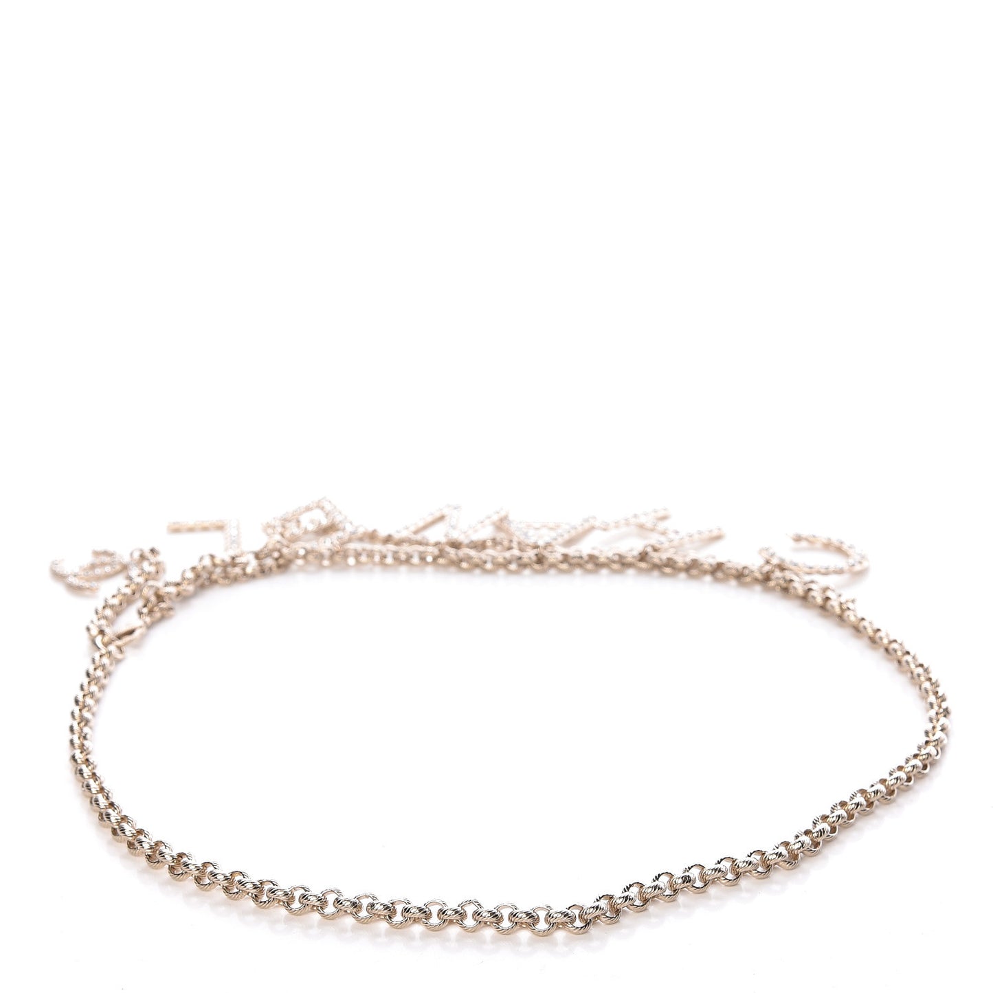 Metal Crystal 90's Icon Logo Chain Belt Gold