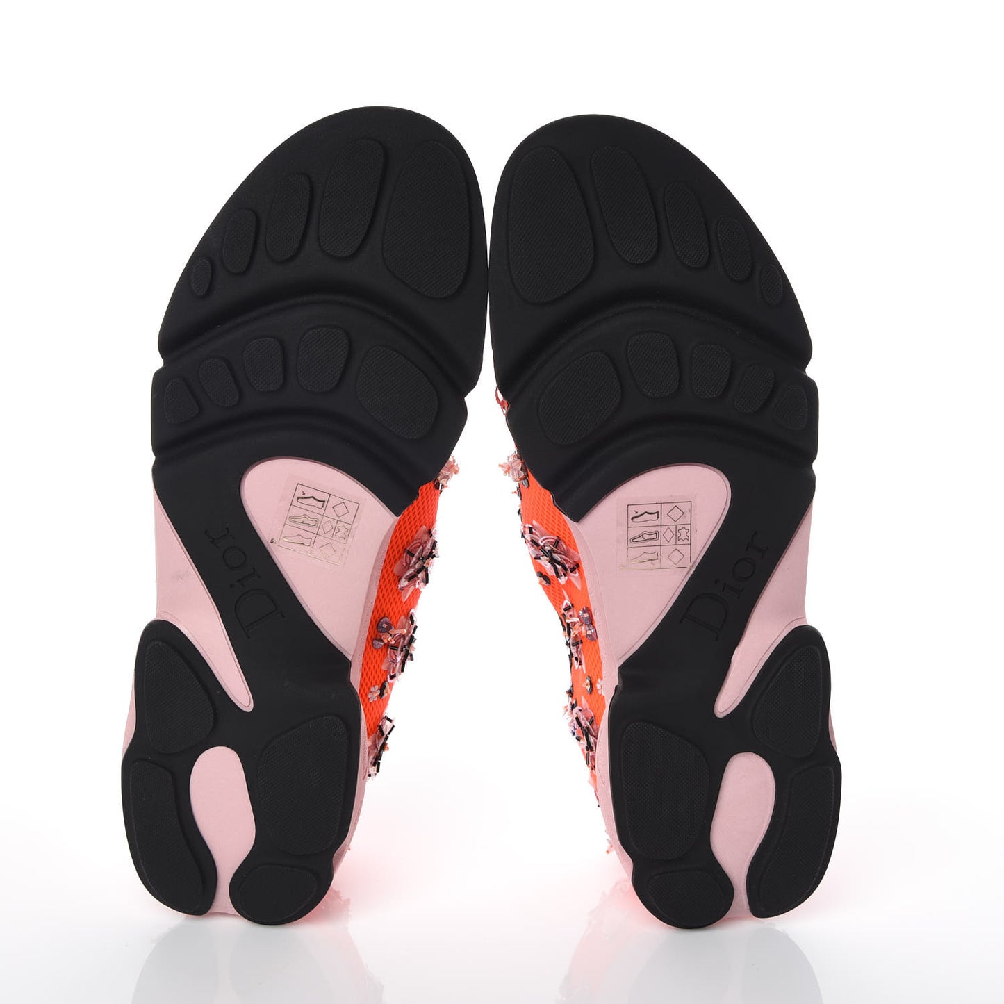 Technical Canvas Embellished Dior Fusion Sneakers 39 Orange Fluo