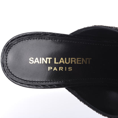 Saint Laurent Glitter LouLou 70 Mule Sandals 37 Black Gold 8 of 10