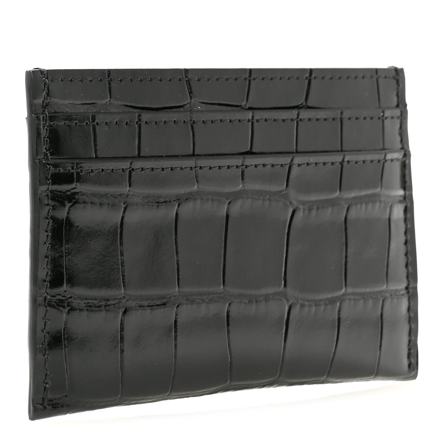 Chanel Calfskin Crocodile Embossed Crococo Card Holder Black 3 of 8