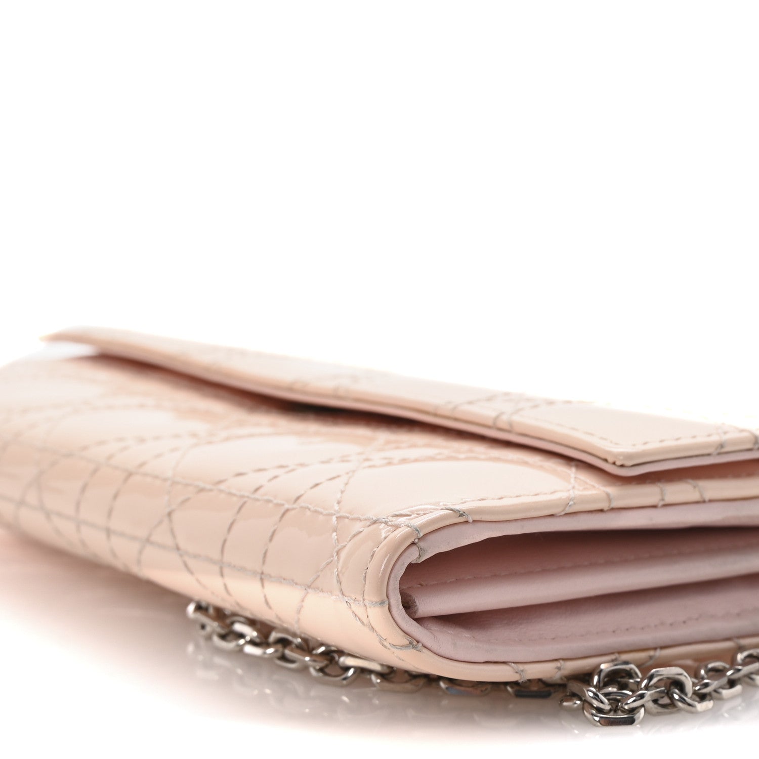 Christian Dior Patent Cannage Lady Dior Rendezvous Wallet On Chain Light Pink 8 of 9