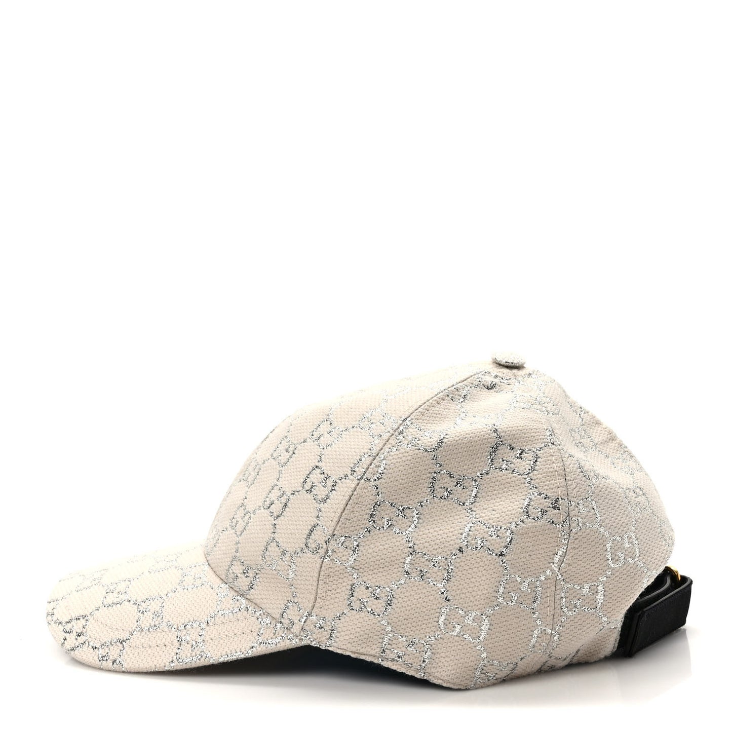 Canvas Lame GG Monogram Rush Baseball Hat L Gardenia Silver