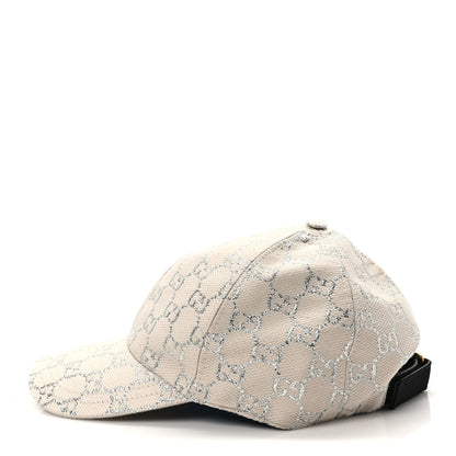 Gucci Canvas Lame GG Monogram Rush Baseball Hat L Gardenia Silver 4 of 9
