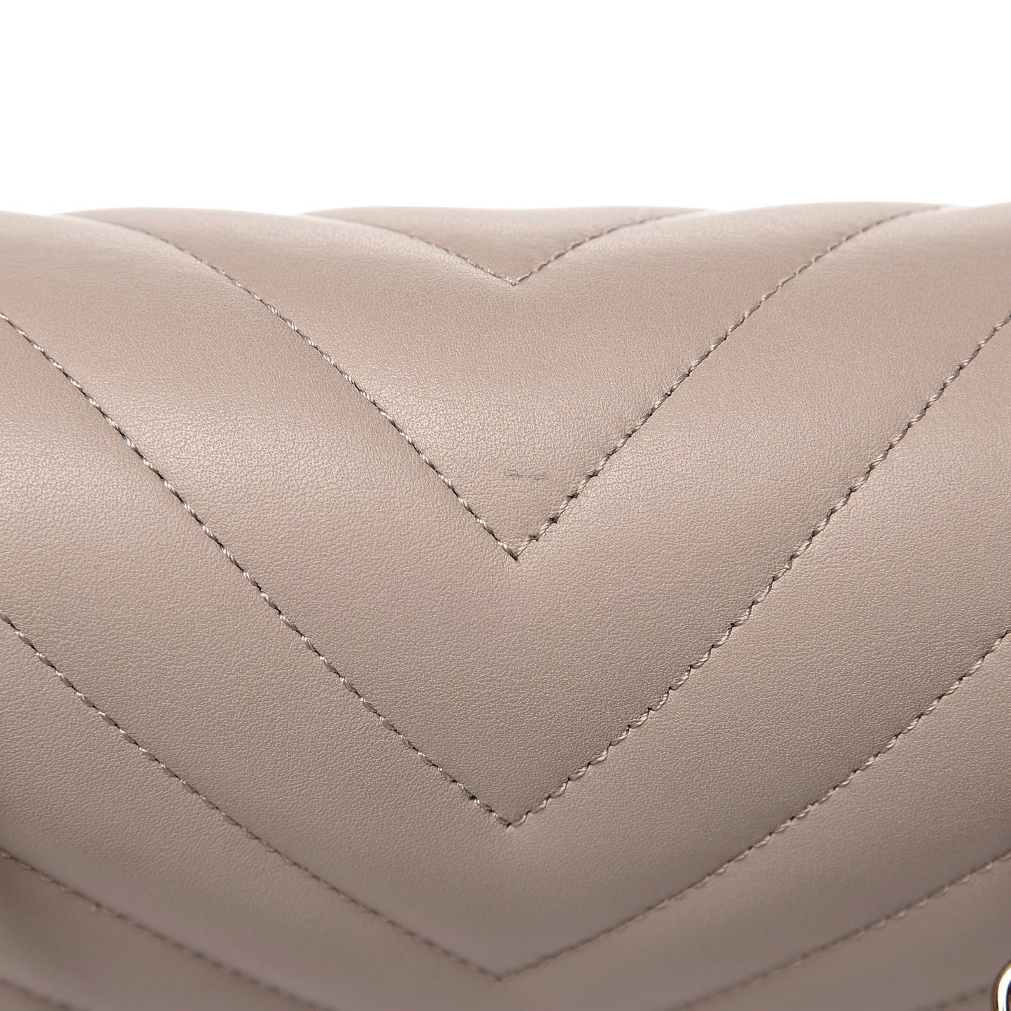 Calfskin Chevron Quilted Medium Statement Flap Grey