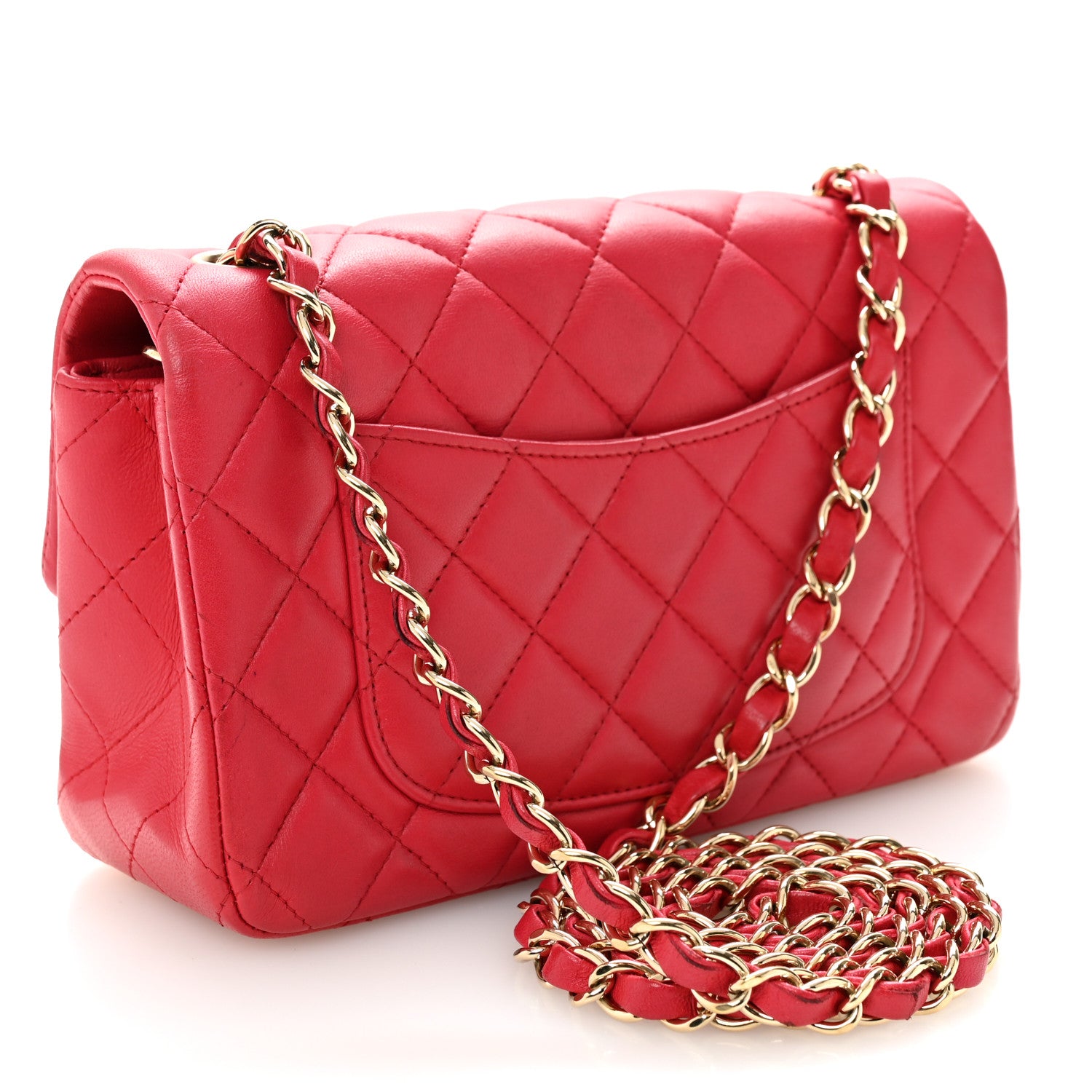 Chanel Lambskin Quilted Mini Rectangular Flap Dark Pink 3 of 10