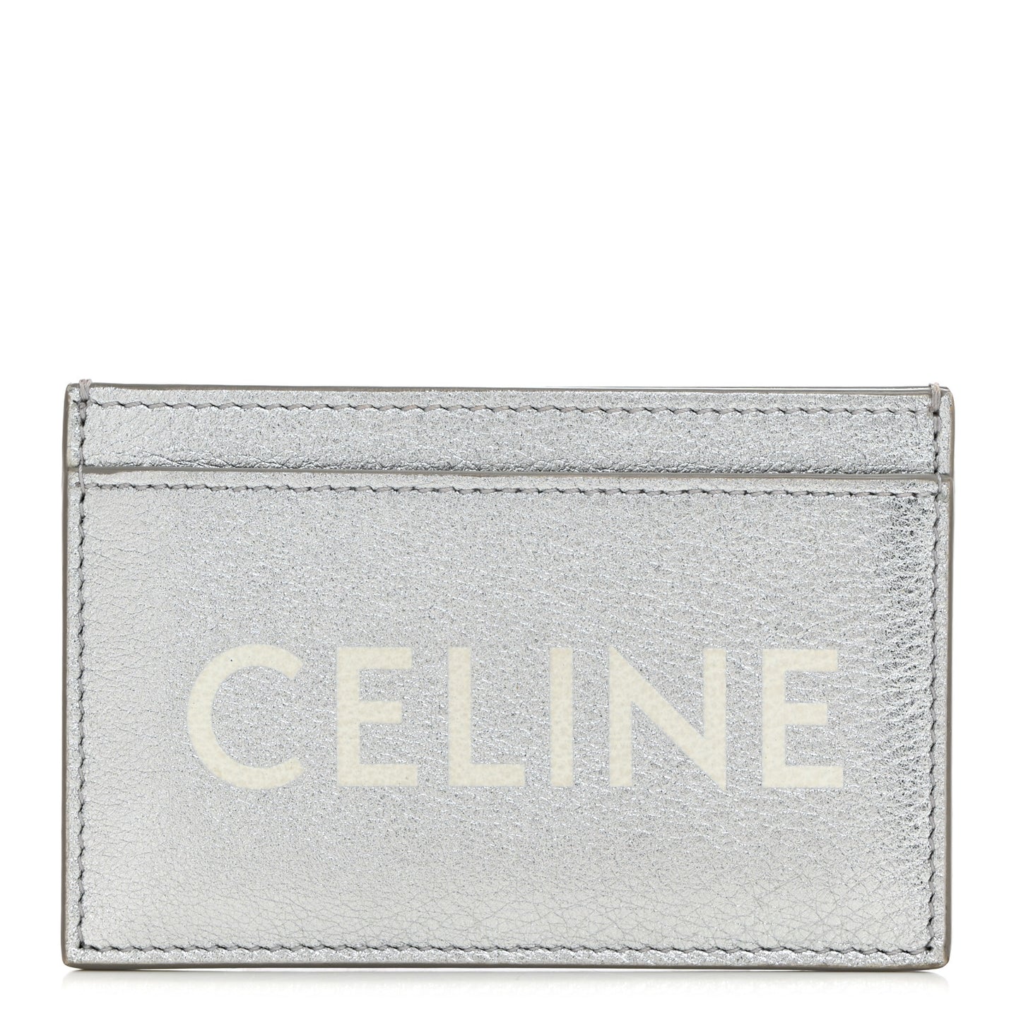 Calfskin Logo Card Holder Silver