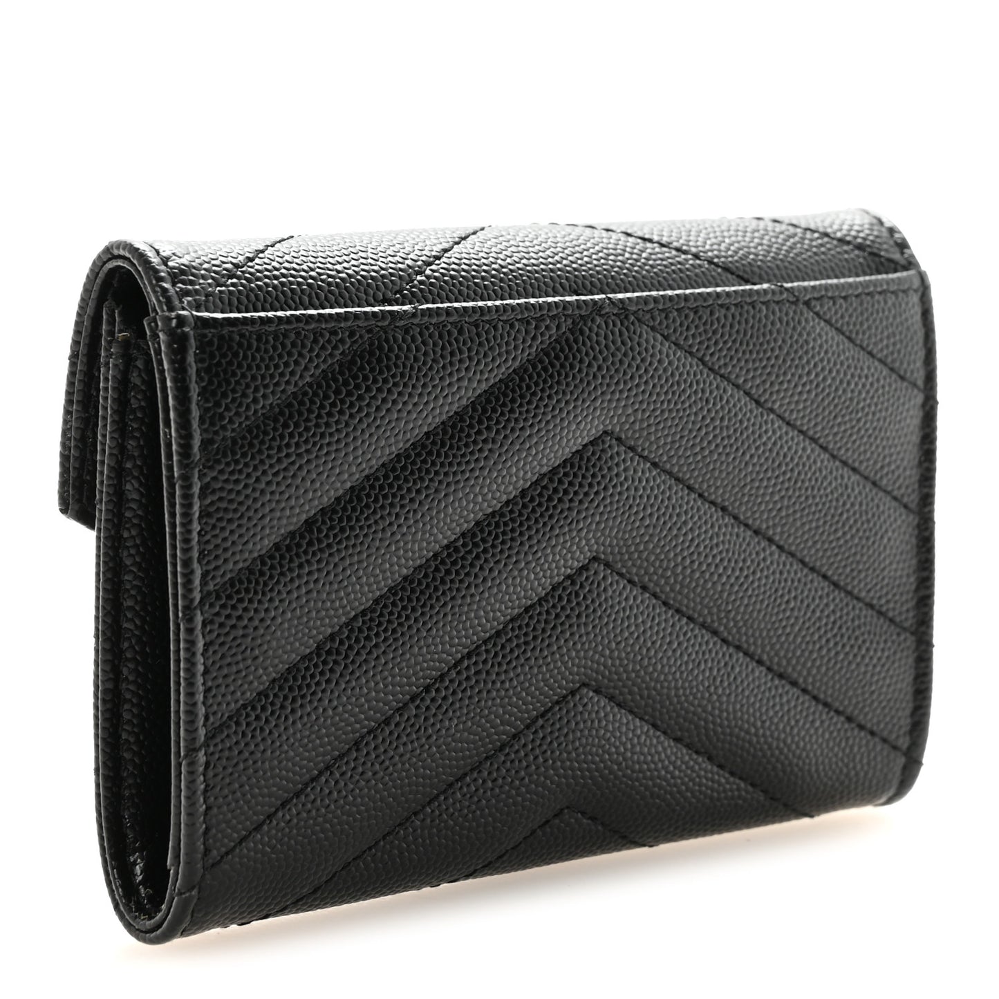 Grain De Poudre Matelasse Chevron Small Monogram Envelope Wallet Black