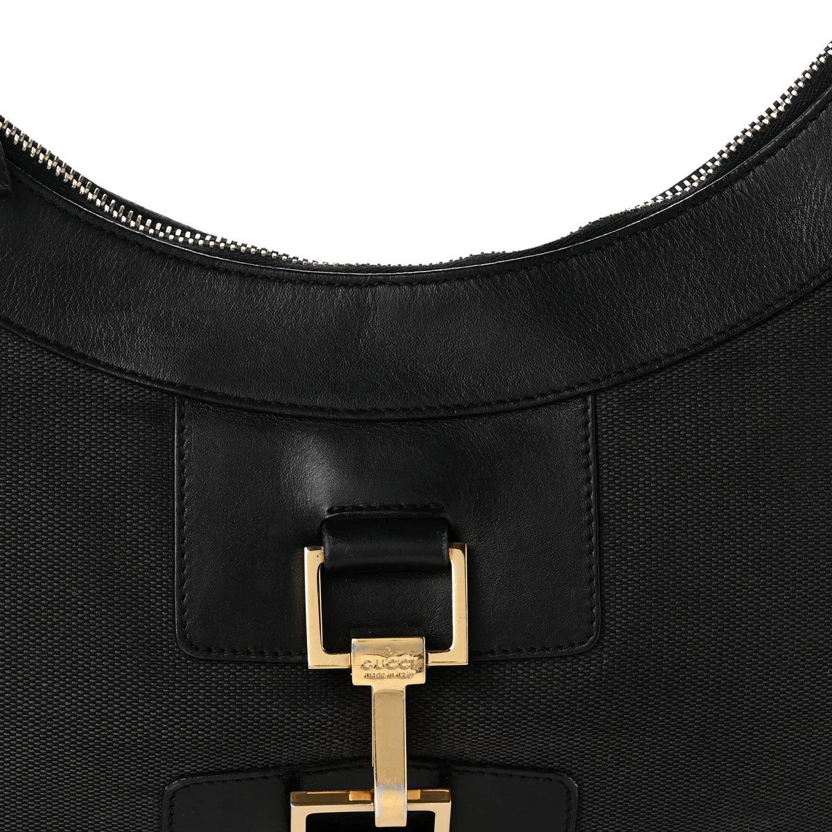 Canvas Calfskin Jackie O Hobo Black