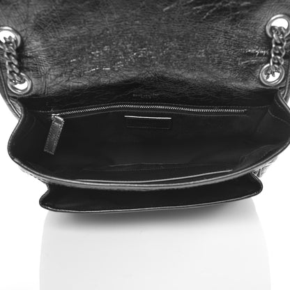 Saint Laurent Crinkled Calfskin Matelasse Monogram Medium Niki Chain Satchel Black 5 of 12